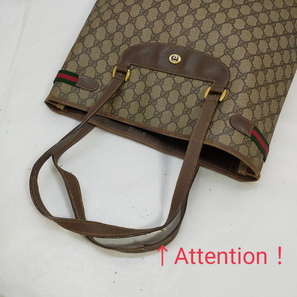 Vintage Gucci Tote Bag Brown Pvc #65395V61 - Picture 4 of 9